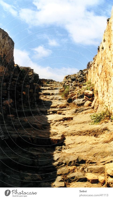 levels Ruin Greece Crete Europe Stairs Stone Sky Shadow