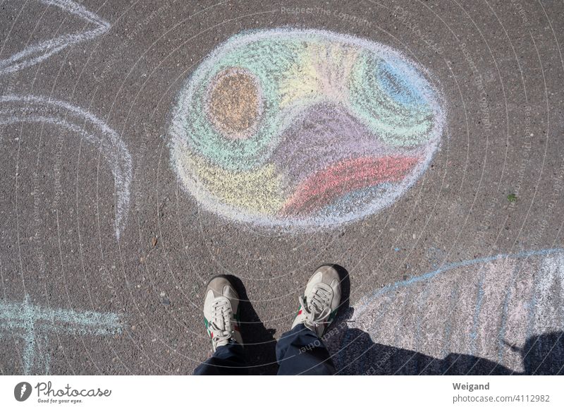 Easter egg in space Egg Universe Decide off Spring variegated queer Round Street painting street chalk intentions fantasy