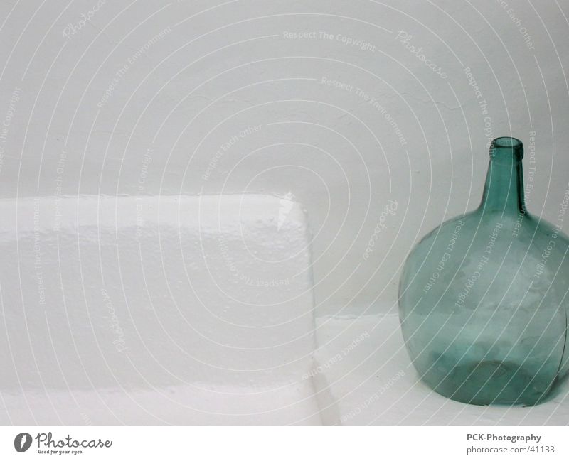 bottle green Stone bench Green White Wall (barrier) Things Still Life Vacation & Travel Bottle