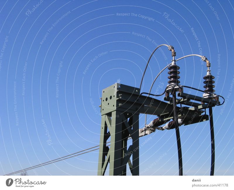high voltage Electricity Iron Insulator Industry Railroad Electricity pylon Sky Blue