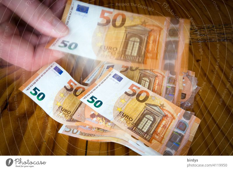 Count money, 50 euro notes , banknotes Money Banknotes 50 euros 50-euro notes Hand Loose change Bank note Many Numbers cash box Success finance Save Euro Paying