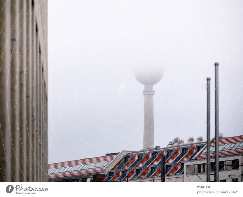 half of Berlin Sky Weather Fog Capital city Downtown Deserted House (Residential Structure) High-rise Tower Building Wall (barrier) Wall (building) Facade