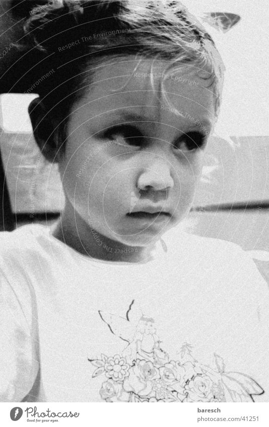 bee Girl Overpowered Child Black & white photo Fatigue Contrast