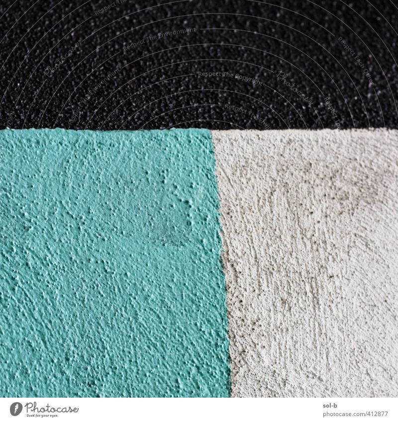 Horizon Wall (barrier) Wall (building) Town Black Turquoise White Concrete Painted Strange Line Rough Dirty Uniqueness Wrinkle Rectangle Patchwork Colour photo