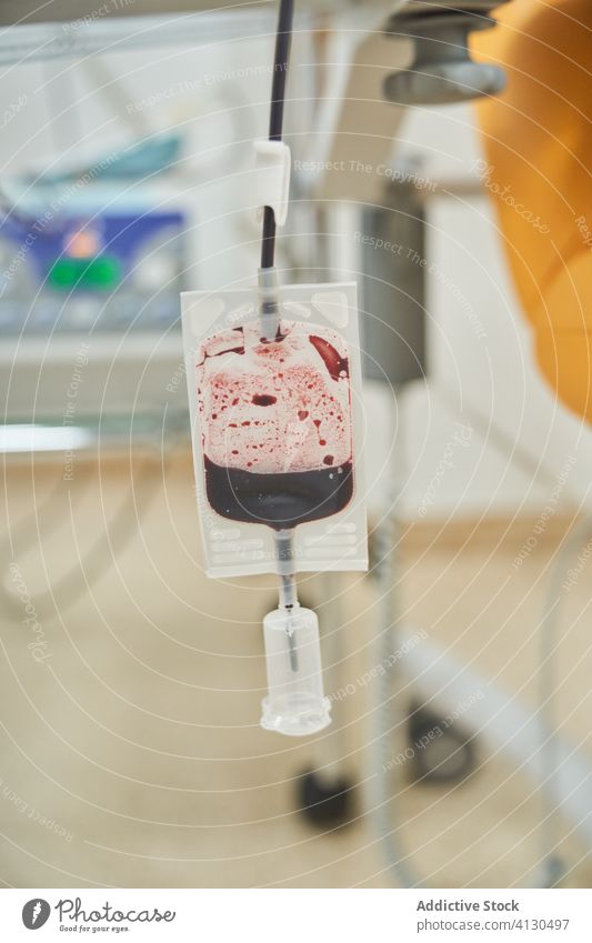 Blood transfusion bag in hospital blood donate donor medical hematology procedure health care process altruism clinic medicine life help give safe charity