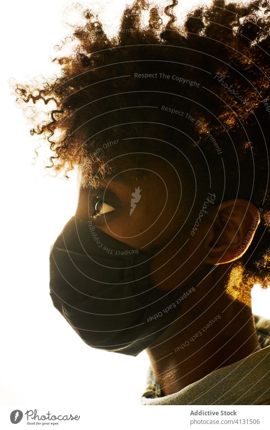 Black woman in protective handmade mask coronavirus covid african american safety health care black covid 19 covid19 pandemic epidemic disease prevent danger