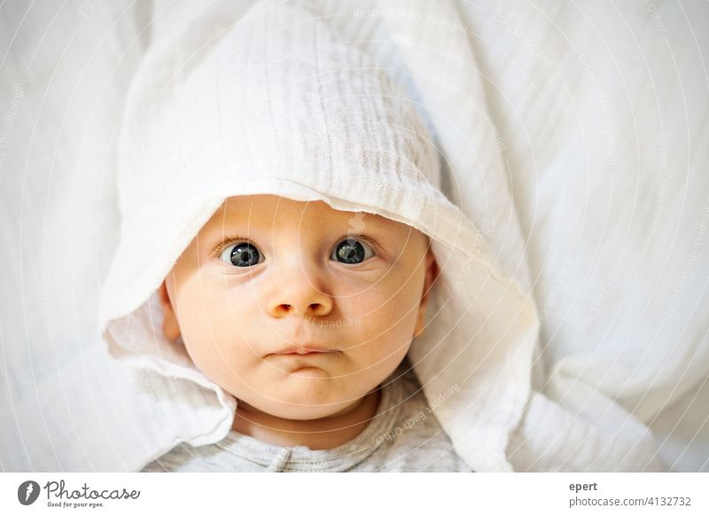 What are you looking at?! Baby eyes Child Rag Cap portrait cute pretty Small expectant astonished