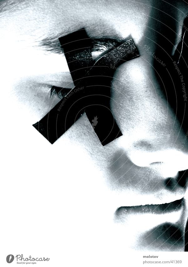 blindness Blind Woman Silhouette Loneliness portrait Face Eyes Nose Mouth Half-profile leucoplast Black & white photo