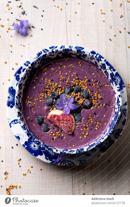 Acai bowl with berries and seeds acai super food healthy food vegan berry fruit breakfast organic nutrition natural fresh delicious meal morning tasty diet