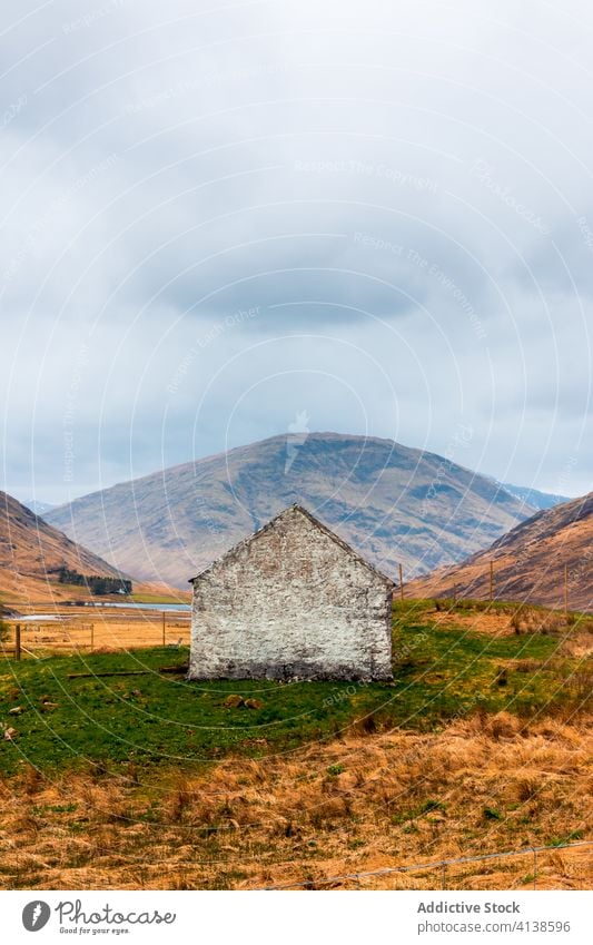 Old stone building in mountain valley old house highland aged hill nature architecture landscape majestic scotland glen coe rock countryside scenic slope