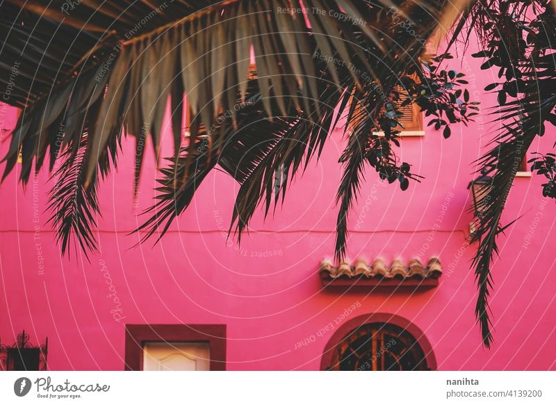 Colorful houses in Alboraya, Valencia, Spain arquitecture kitch spain colorful paradise vibrant brilliant wall decor decoration decorative intense mediterranean