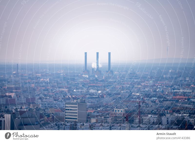berlin power plant with hazy air aerial architecture atmosphere building center chimney city climate ecology energy environment environmental europe factory