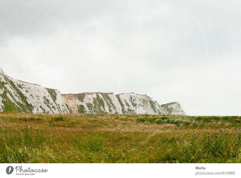 The poet, the poet ... Environment Nature Landscape Sky Clouds Grass Meadow Rock Cliff Steep face Limestone rock Dover England Kent Europe Natural