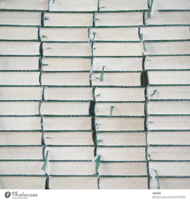 Stocktaking Song book Many Stack Interior shot Long shot Deserted Colour photo Subdued colour Structures and shapes Pattern quantity Paper Arrangement Equal