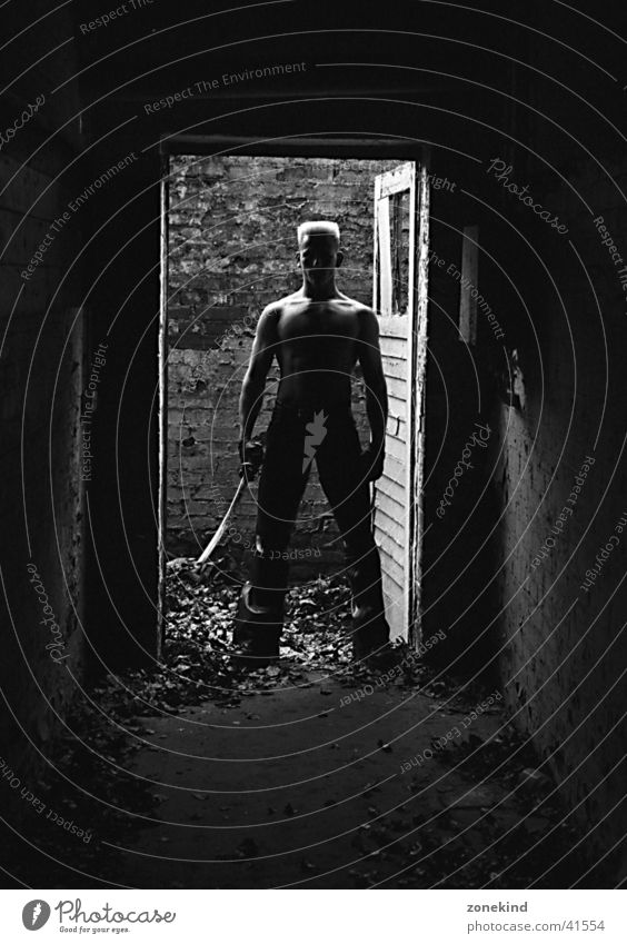 danger zone Dark Sword Man Black & white photo