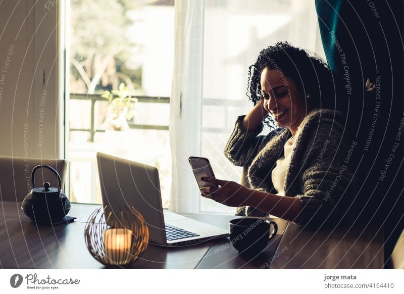 latin woman working from home accounting attractive bank beautiful business businessman businesswoman career coffee computer education employee employer