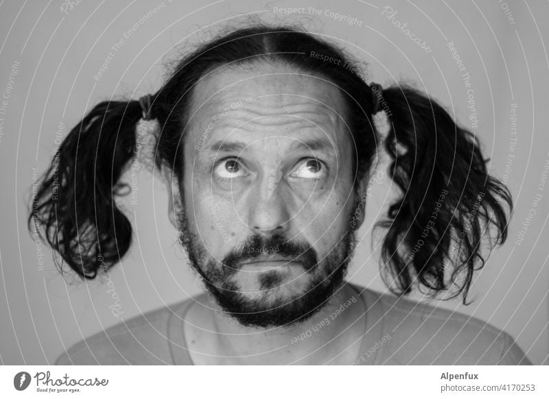 country innocent Man Face portrait Human being 1 Person Black & white photo Adults Masculine Facial hair plaits Hair and hairstyles Hairdresser lock down