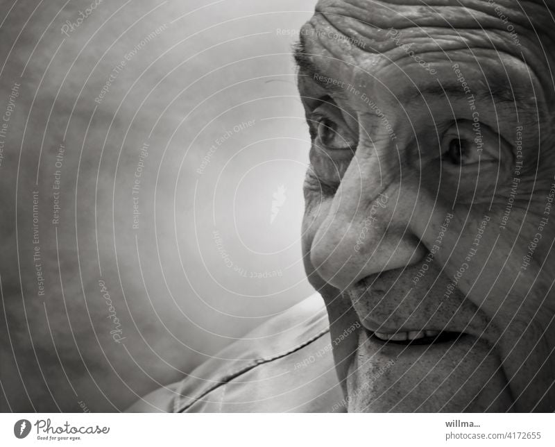 Old Dad, the old rogue Senior citizen grandpa Man Funny Rascal Laughter grin pleased Joy Joie de vivre (Vitality) amused portrait B/W Male senior Grandfather