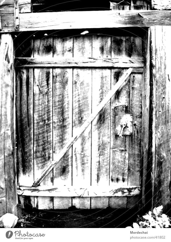 door Nostalgia Eerie Past Black & white photo Door Old Barn Derelict