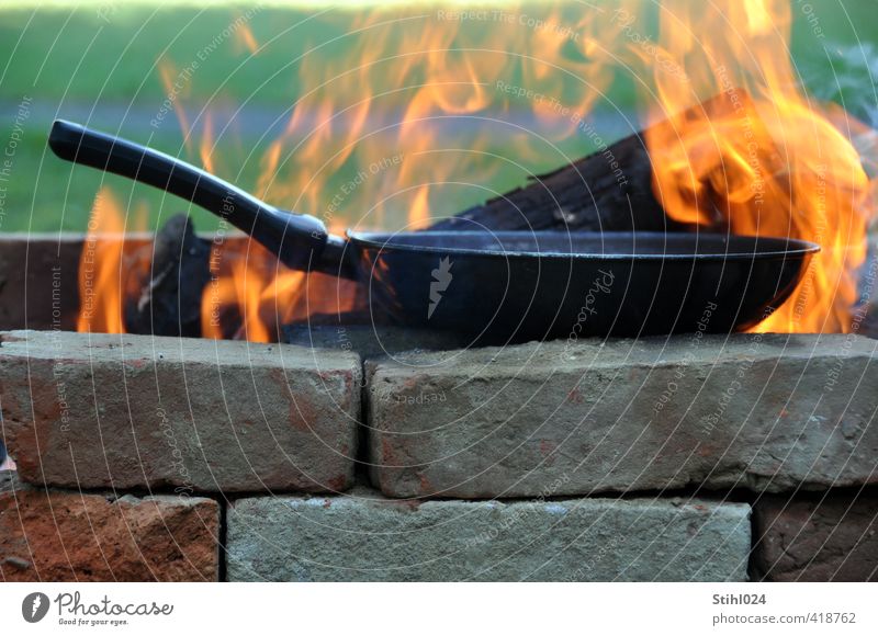 single-flame stove Pan Stove & Oven Fireplace Blaze Flame Burn Adventure Camping Barbecue (apparatus) Brick Orange Moody Joie de vivre (Vitality) Romance