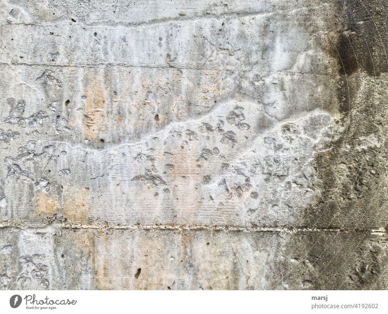 Patterns and structures that were simply created on the concrete wall by water and weathering. Concrete Concrete wall Facade Gray Wall (barrier)