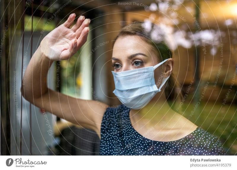 Woman wearing protective face mask in the office for safety and protection during COVID-19 woman girl people Entrepreneur business businesswoman successful