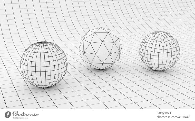 Wireframe Balls- 3D Rendering Sphere Wire mesh Geometry 3D rendering Surface structure science Mathematics Physics Complex Symmetry Illustration Pattern