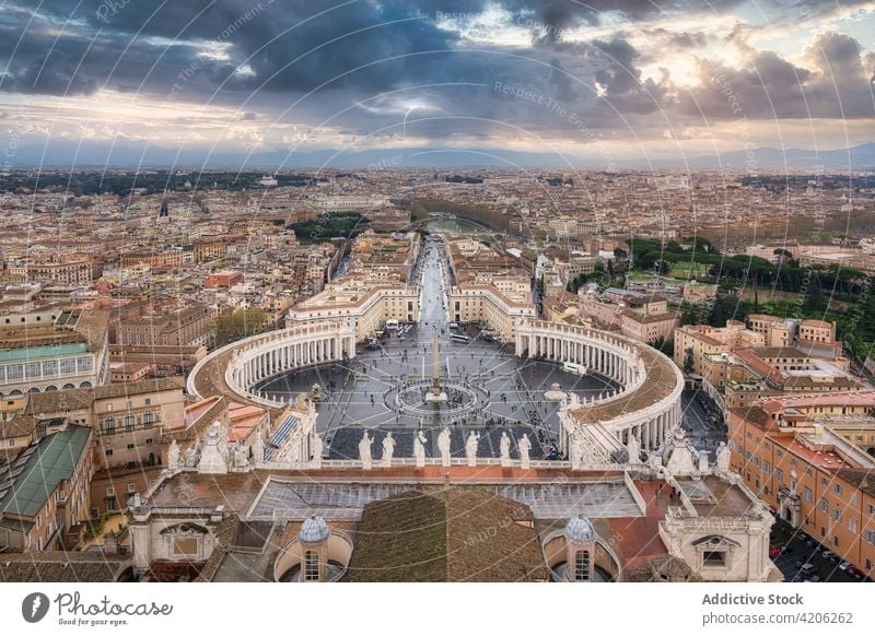 Amazing view of square in old city building landmark majestic scenery location cityscape historic saint peter square vatican rome italy culture facade exterior