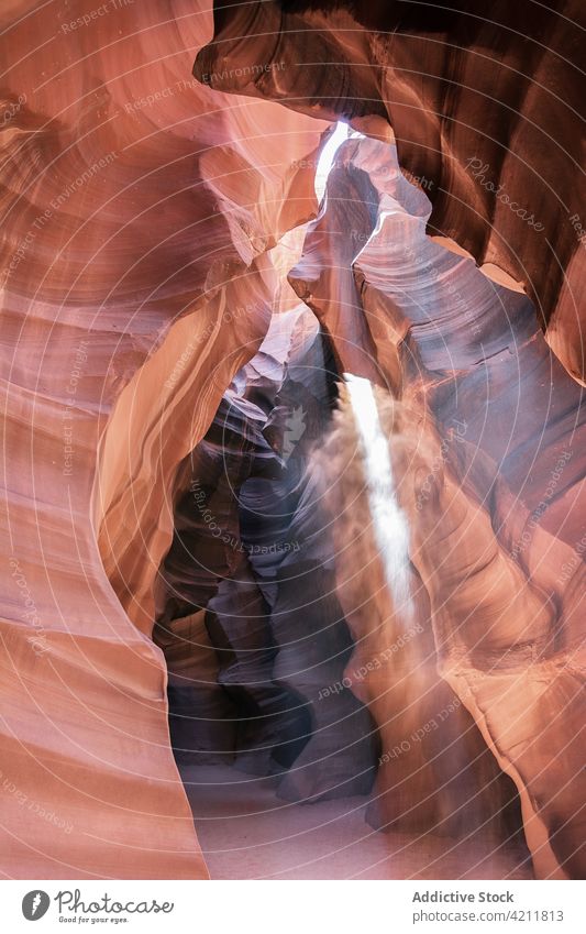 Picturesque slot canyon illuminated by daylight narrow deep nature environment picturesque rock surface formation park antelope canyon arizona america usa land