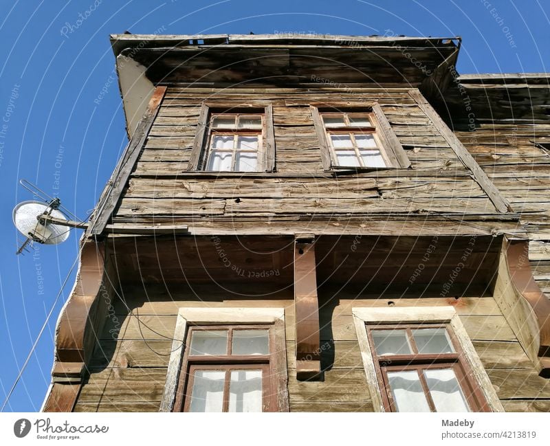 Beautiful old wooden shark from Ottoman times in front of blue sky in Tarakli near Adapazari in the province of Sakarya in Turkey House (Residential Structure)