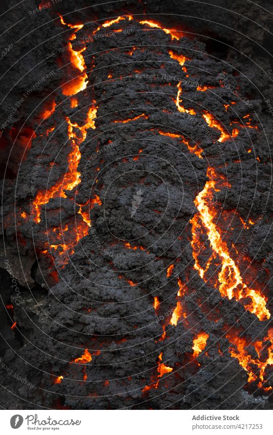 Close-up magma sparks out of the volcano hole in Iceland Fagradalsfjall iceland lava closeup mountain red hot nature volcanic eruption crater active danger