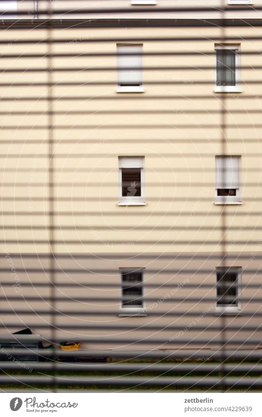 Neighbouring house, seen through the blind House (Residential Structure) Apartment Building Apartment house Facade Window neighbourhood Neighbor Town Small Town
