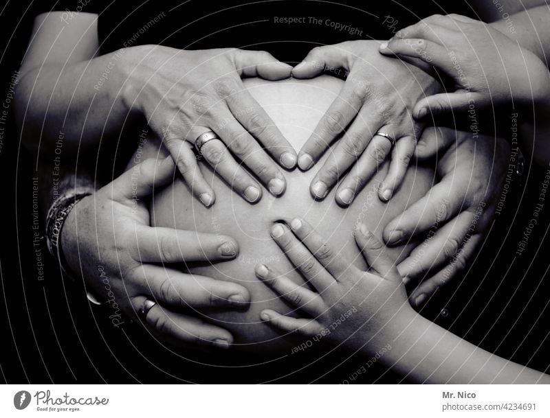 family happiness Pregnant Baby Baby bump Hand Love Mother Stomach Skin Fingers Happy Touch Anticipation Safety (feeling of) Responsibility Birth