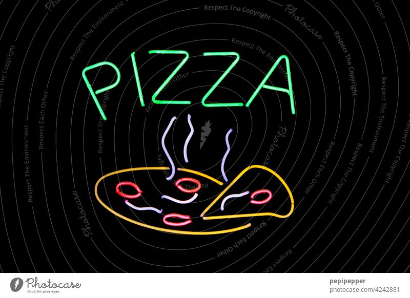 PIZZA neon sign Pizza pizza dough piece of pizza Pizza salami pizza service Pizza slices Eating Pizza Food Dinner Meal Italian Tasty flat laying Lunch