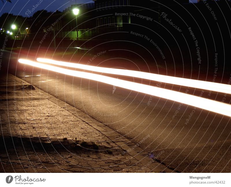 speed Night Long exposure Speed Light Strip of light Car Street