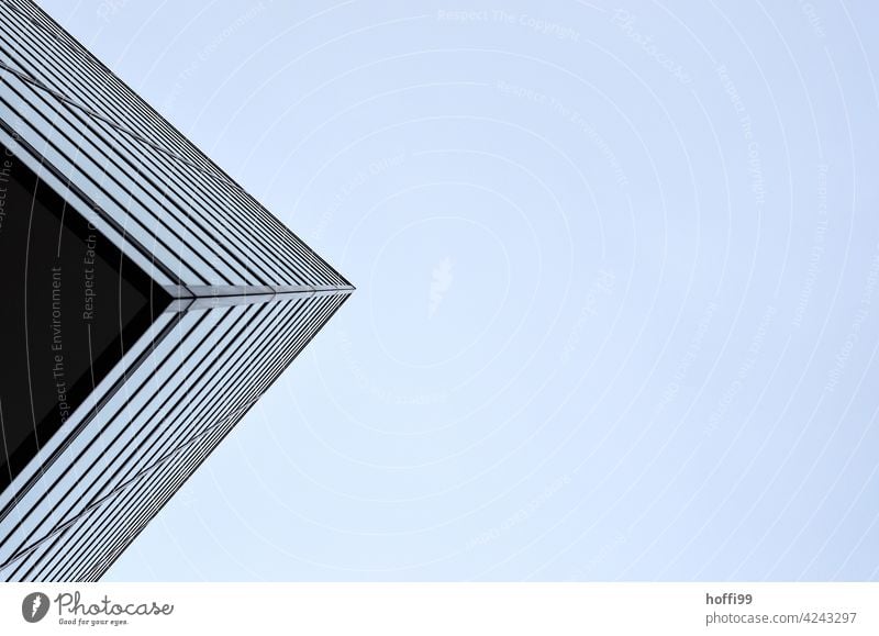 Corner from below - high-rise nose Abstract Architecture Facade Worm's-eye view Sharp-edged Line Modern Design Structures and shapes Building Esthetic Style