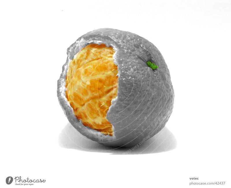 Mandarin Inside Tangerine Molt Healthy Fruit Bowl Sheath Character Black & white photo