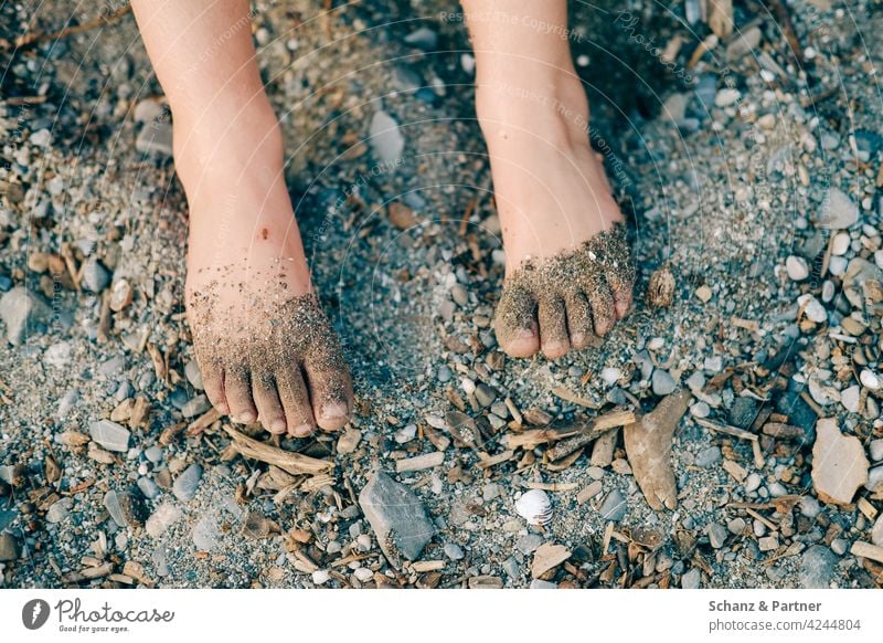 Barefoot on the riverbank feet Sand pebbles Lake River Ocean Pebble vacation Family Beach Feet Vacation & Travel Relaxation Summer Legs Exterior shot Toes