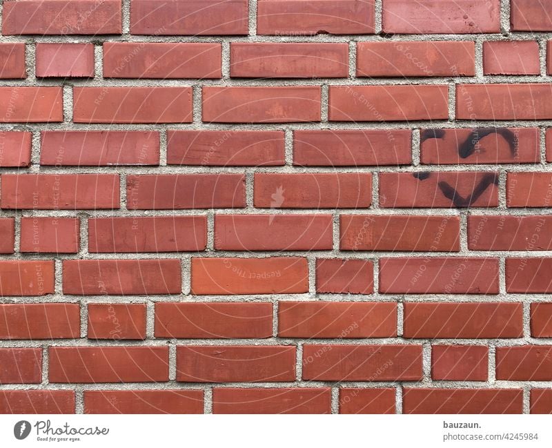 wall love. Wall (building) Love Heart interstices masonry Wall (barrier) brick Brick red bricks Facade facade design Structures and shapes Stone