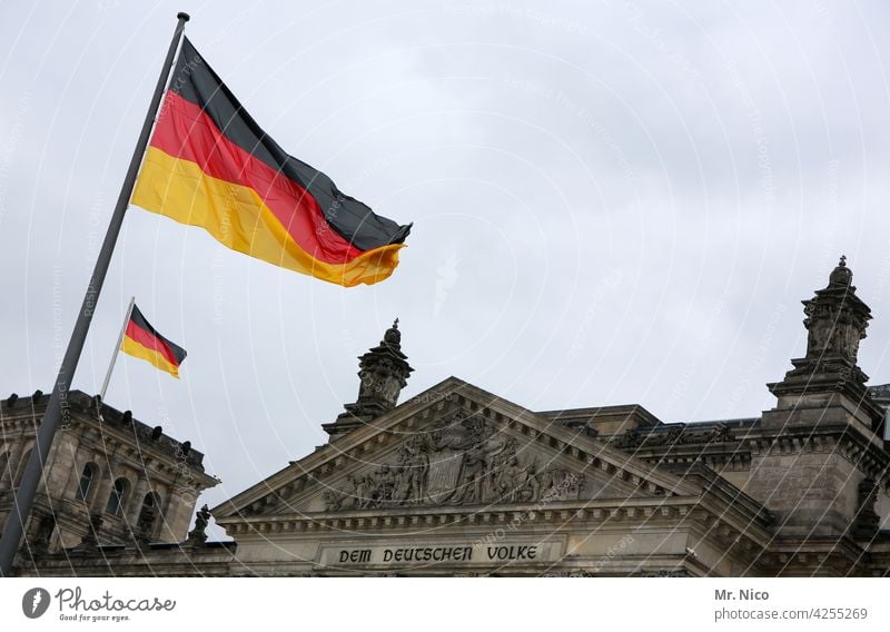 The German people Germany Berlin Reichstag German flag Government Bundestag Seat of government German Flag Reichstag building Capital city Politics and state