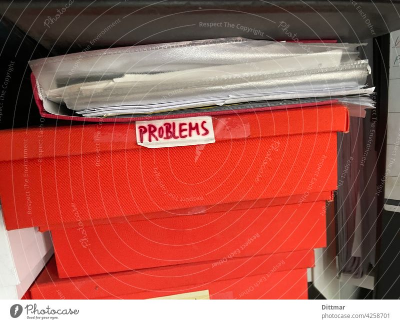 Problems in boxes problems File Red Arrangement Office work Box Folder Problem solving