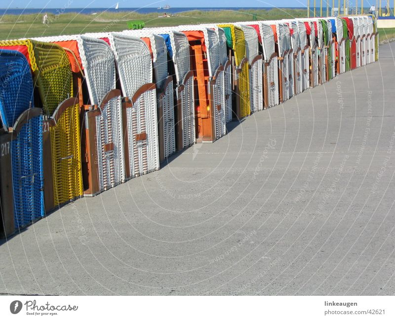 beach chairs Beach chair Coast Multicoloured Diagonal Go up Europe Row color row