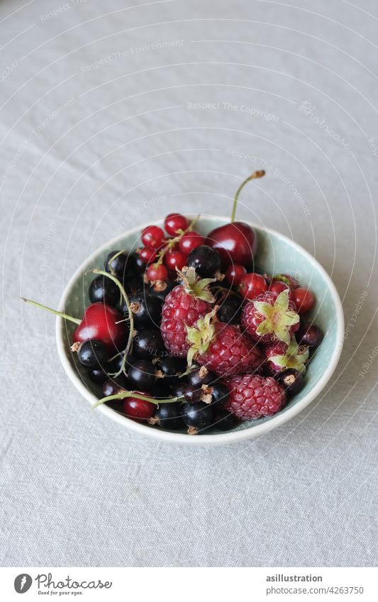 Berries mix berry fruit Raspberry Cherry Redcurrant black currants red currants Berry mix Summer Food Fruit Nutrition Colour photo Fresh Delicious Healthy cute