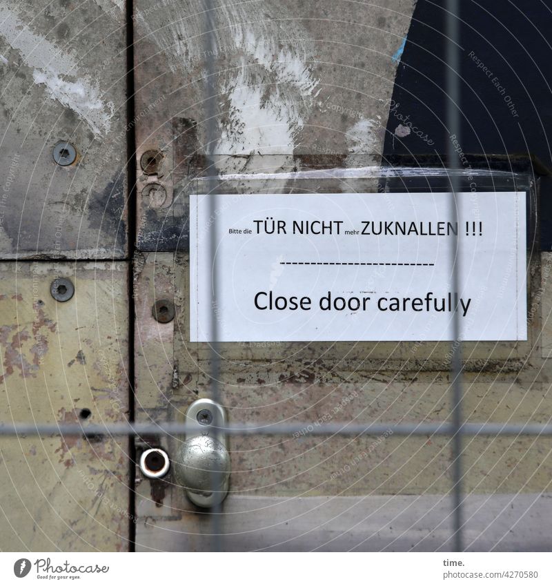 Stories from the Fence (102) | Entrees (37) sign locked door Close slam Construction site Hoarding Improvisation makeshift Doorknob Loud Noise Sensitive Caution