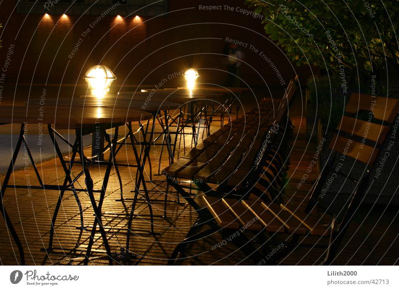 Lonely chairs Chair Cologne Cologne Cathedral Night Lamp Dark Summer Café Leisure and hobbies dom plate Lighting Street