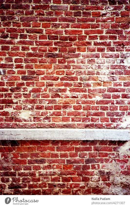 Brick and concrete Analog Analogue photo Colour Colour photo Wall (building) Wall (barrier) brick Concrete Gray Red Architecture Building stonewalled