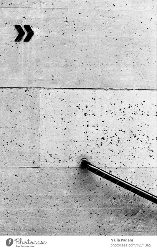 >> \ Analog Analogue photo B/W Black & white photo black-and-white Theatre Winterthur rail Architecture Concrete Wall (building) Wall (barrier) Arrow