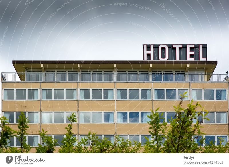 Hotel of the 70s in Puttgarden, island Fehmarn Architecture vintage lodging Hotel industry Old 1970s Nostalgia Characters Window Facade Closed corona Tourism