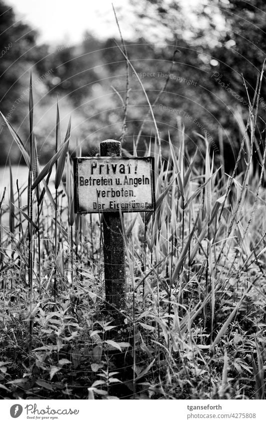Old "Private" sign Signs and labeling Signage Prohibition sign Exterior shot Clue rusty private property No trespassing Bans Characters Warn Deserted forbidden