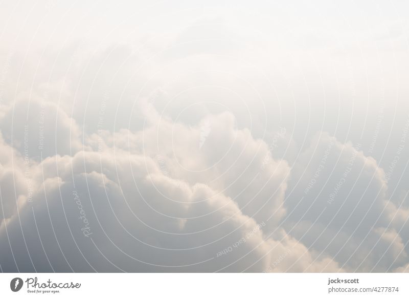 light and completely detached above the clouds Climate Background picture Airy Neutral Background Aerial photograph Cloud field Above the clouds Nature